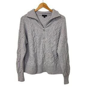 J Crew Womens Cable-knit Half-zip Supersoft Sweater Yarn Sz Medium Purple Gray